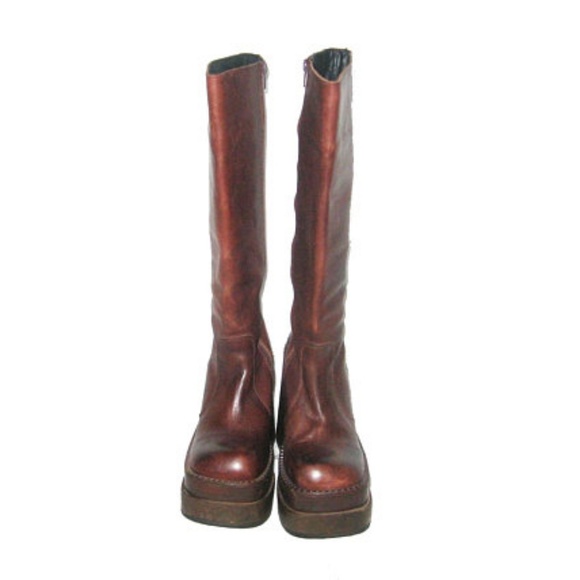 SOLD VTG Sonax Goth Grunge Club Kid Leather Boots - Picture 3 of 6